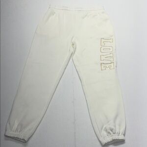 No comment white ‘LOVE' Sweatpants NWT L